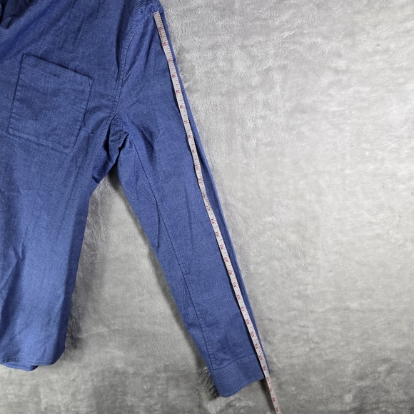 Lululemon Front Pocket Long Sleeve Shirt Medium Button Up Blue Collar - Picture 8 of 9